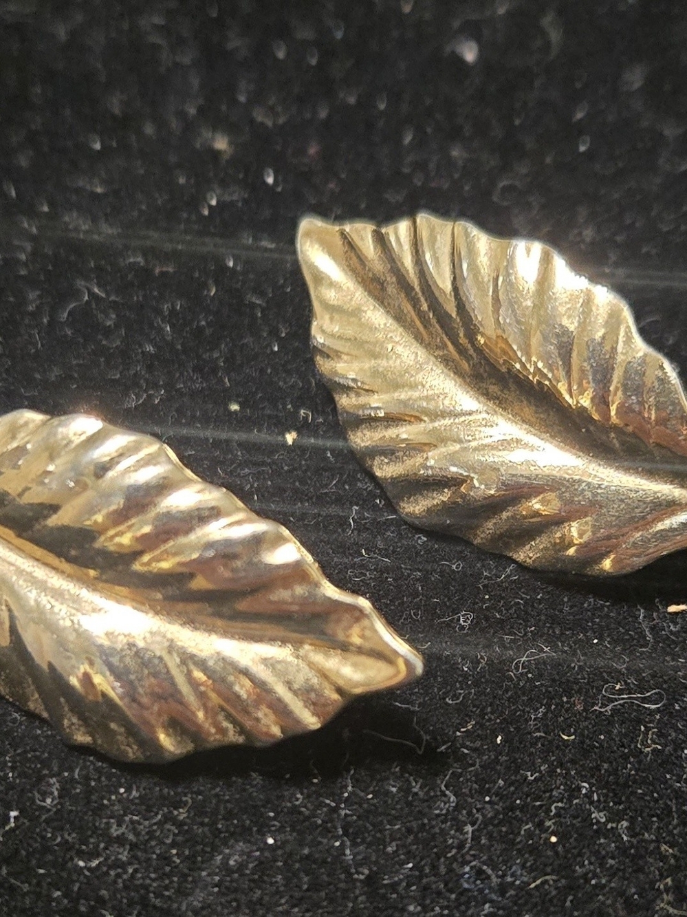 Louis Feraud Paris Signed Gold Tone Leaf Clip-On Earrings, No Stone